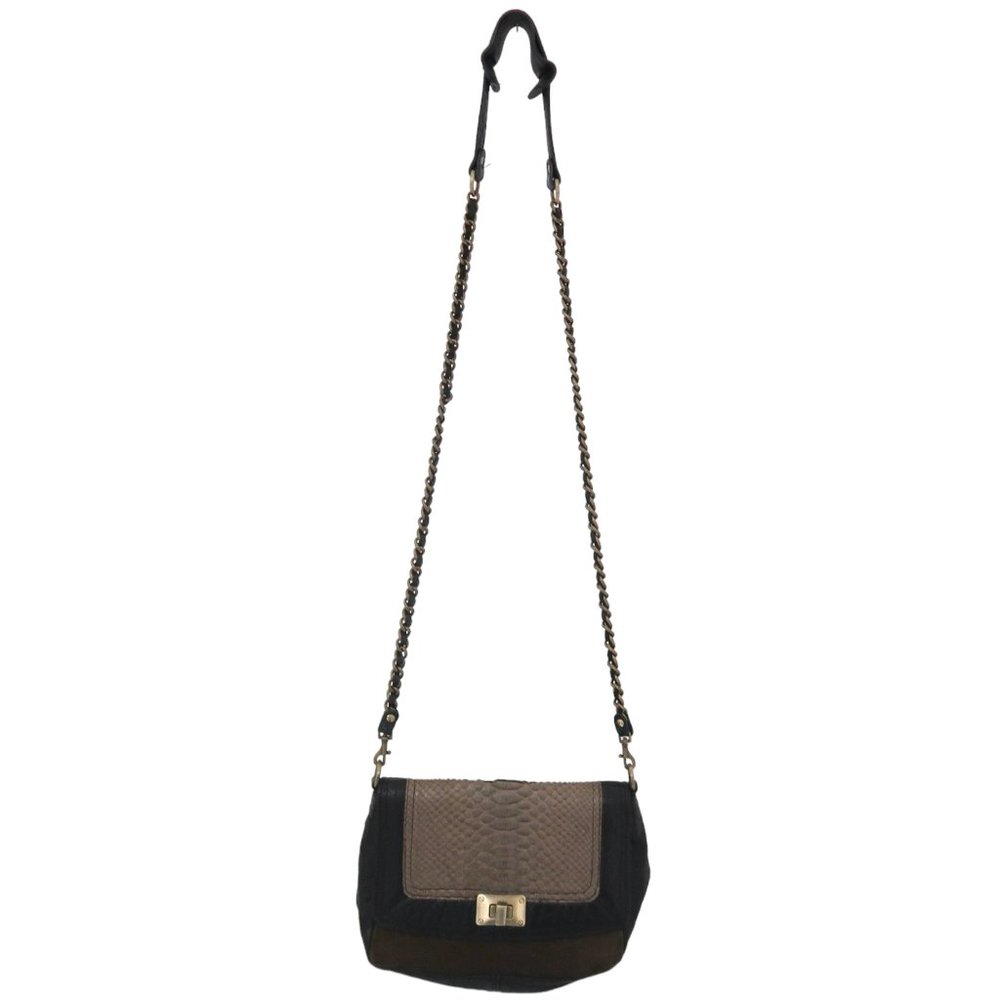 Abaco Python Suede Leather Flap Handbag W Turnlock - image 4